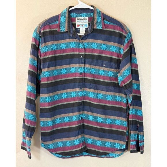 Vintage Wrangler Authentic Western Apparel Embroidered Long Sleeve Button Up - Picture 1 of 8